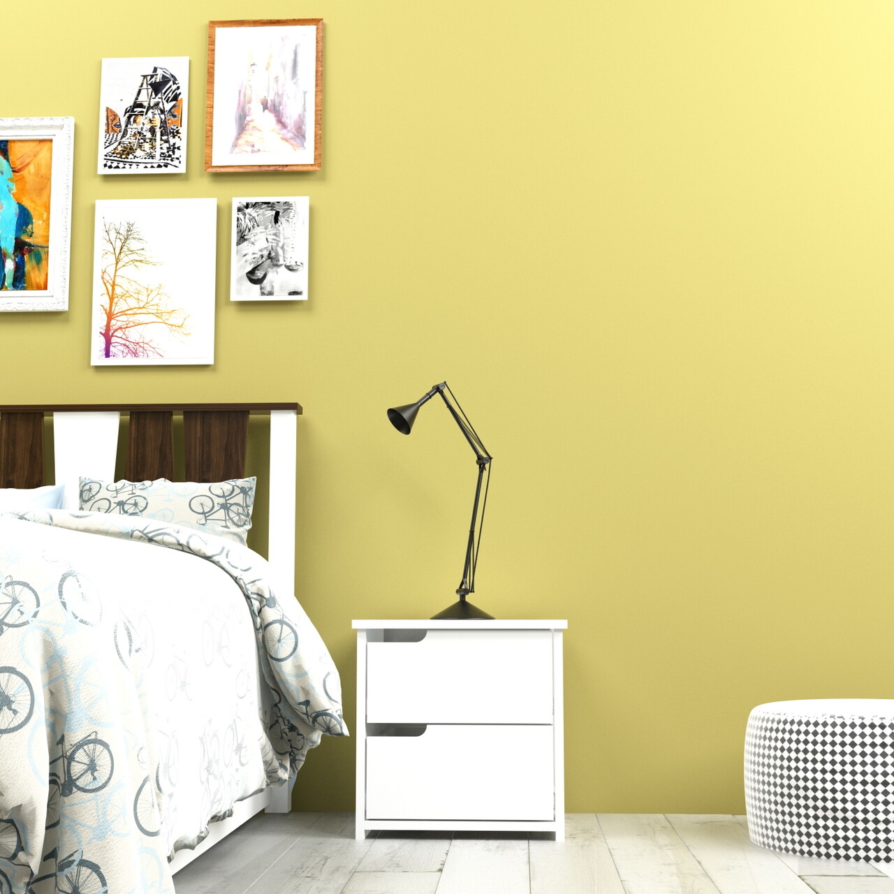 Noptiera, Hanah Home, Malarin, Alb - imagine 6